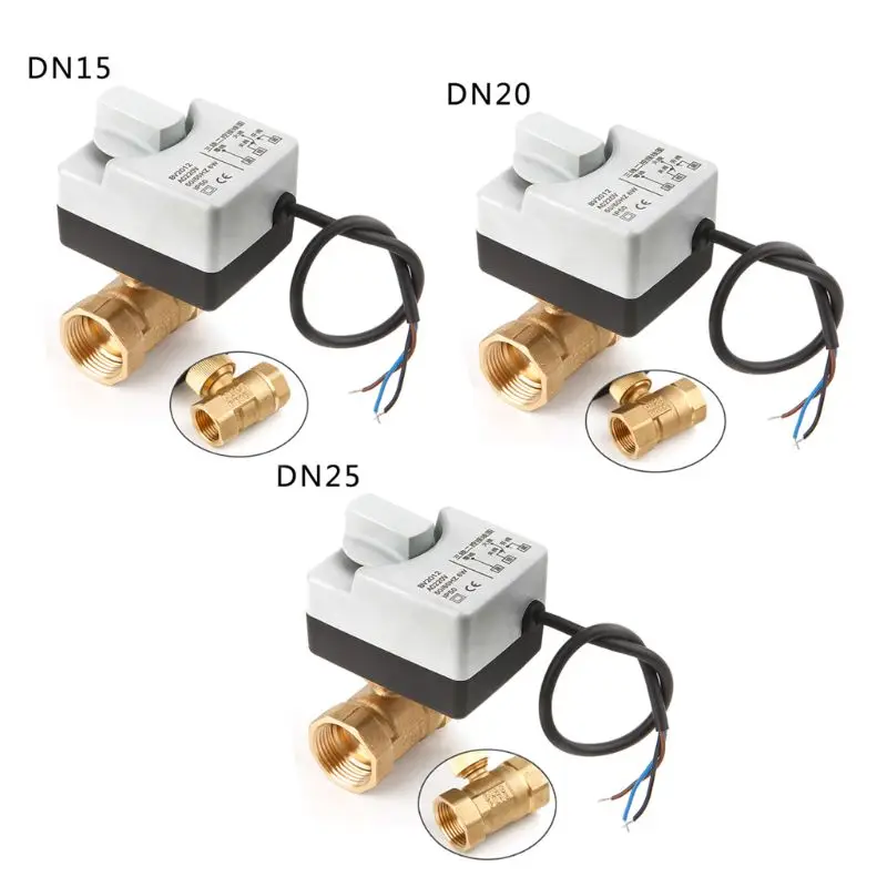 

AC220V DN15 DN20 DN25 2 Way 3 Wires Brass Motorized Ball Valve Electric Actuato With Manual Switch