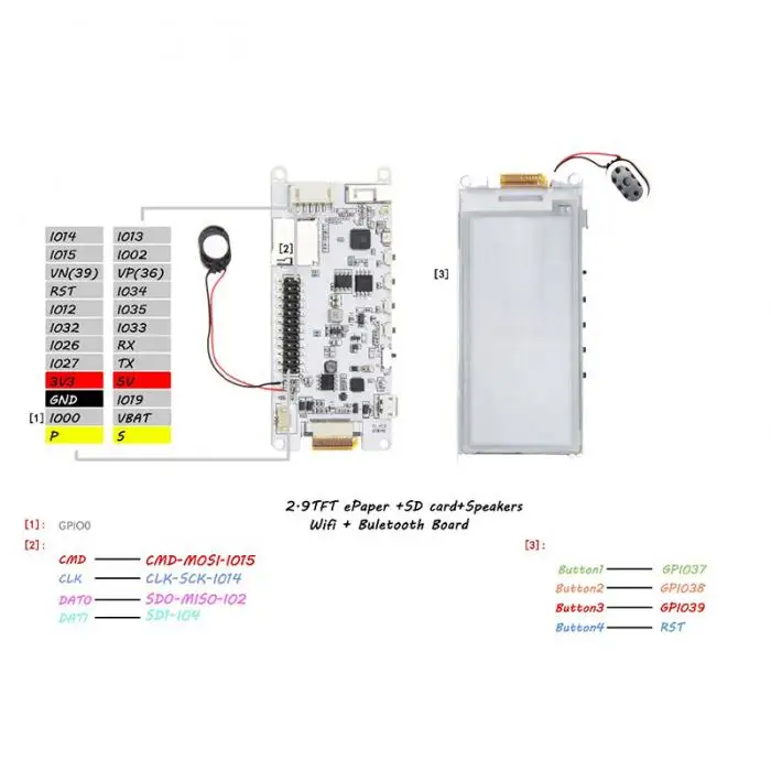 TTGO T5 V2.2 ESP32 2,9 дюймов электронная бумага плюс модуль макетная плата для E-Ink динамиков WIF66