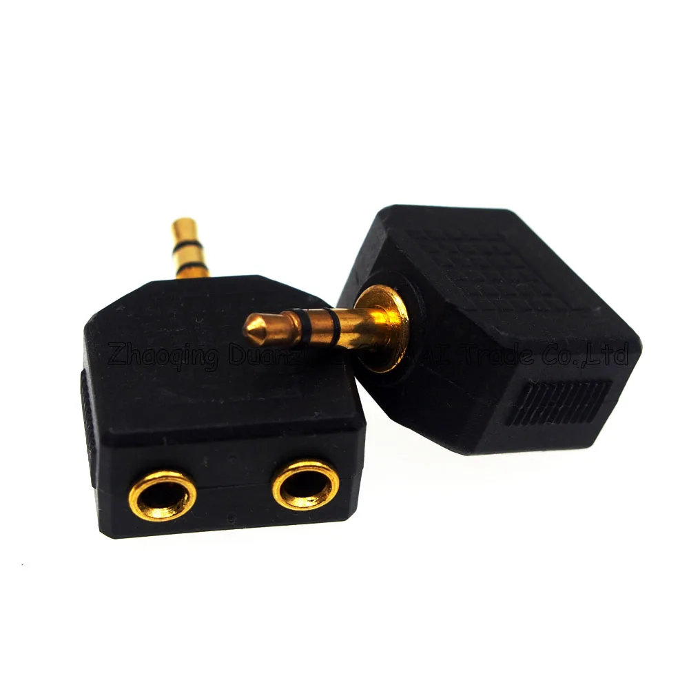 10pcs New High quality Golden 3 5mm 1 Male Plug to 2 Female Audio Splitter Adapter For PC Headphone Earphone MP4 Free Shipping