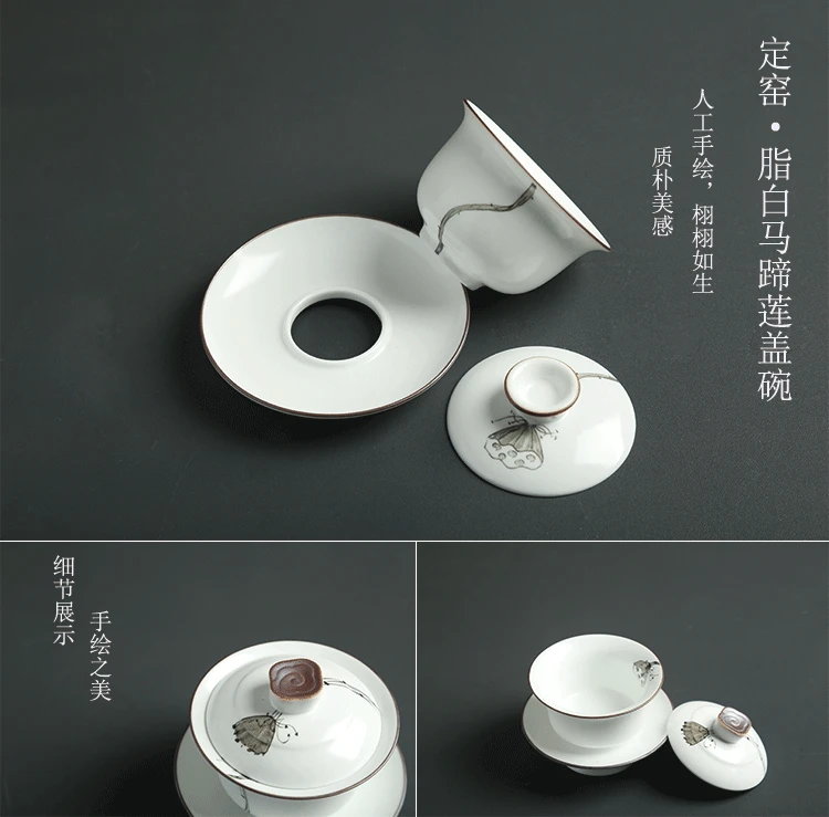 Высокое Качество ручная роспись лотоса керамический фарфор Gaiwan китайский чайный набор кунг-фу чайная посуда супница Sancai чайная чашка пуэр чайник