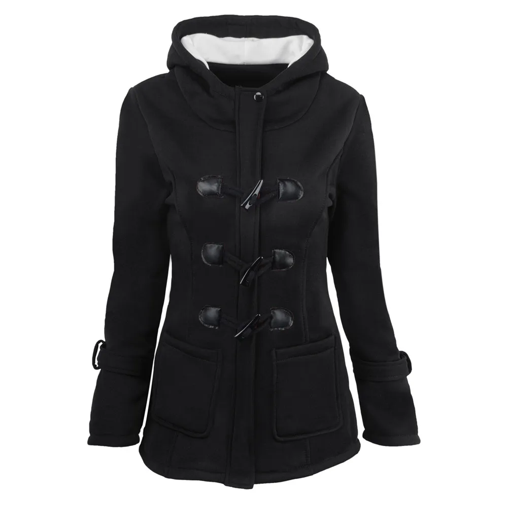 Plus Size S~6XL Women Hooded Coat 2018 Causal Women's Overcoat Female Coat Zipper Horn Button Outwear Jacket Casaco Feminino (8)