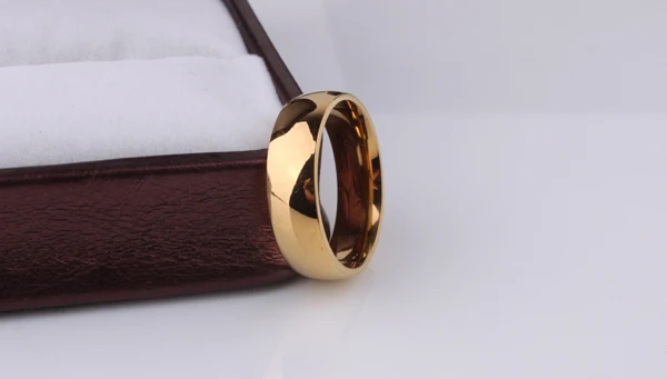 Smooth Signet Ring Light version gold color wedding rings for women Glossy Stainless Steel ring men 4
