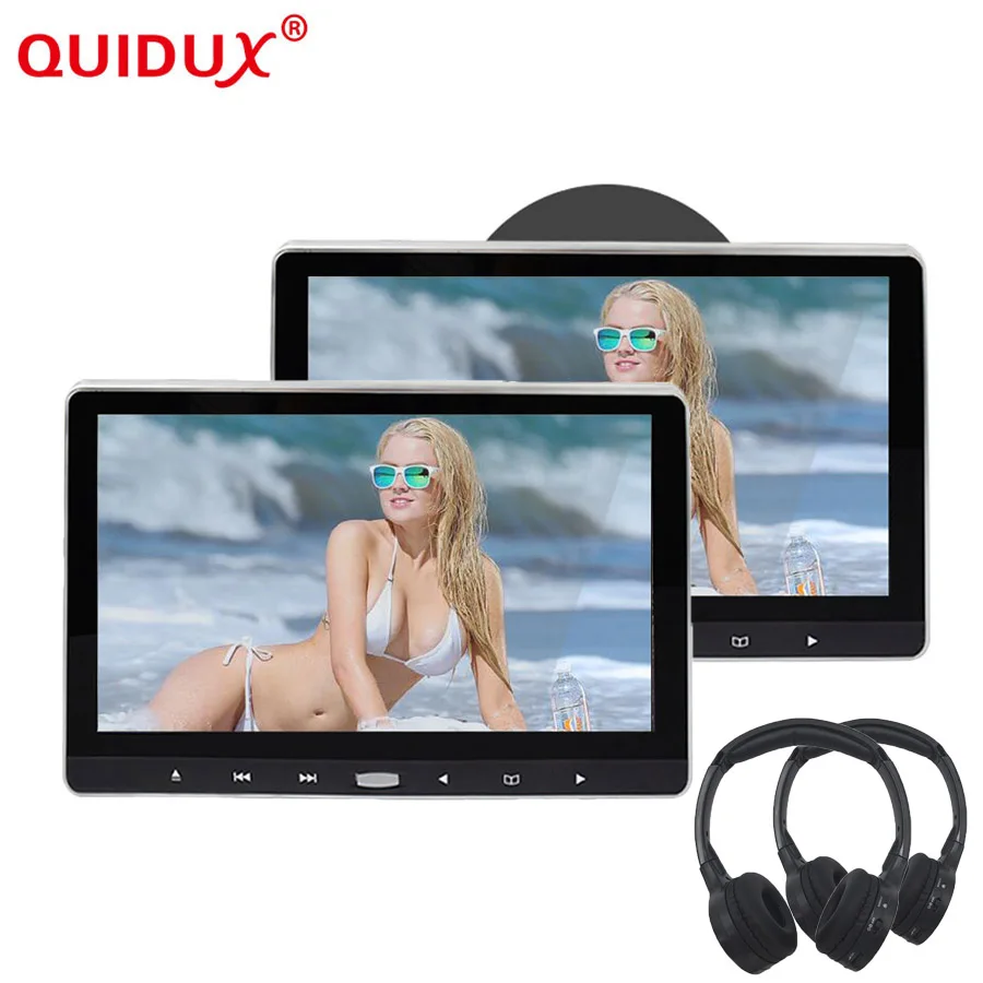 

QUIDUX 11.6 Inch Car Headrest Monitor DVD Player USB/SD/HDMI/IR/FM/Game TFT LCD Screen Touch Button Support Wireless Headphone
