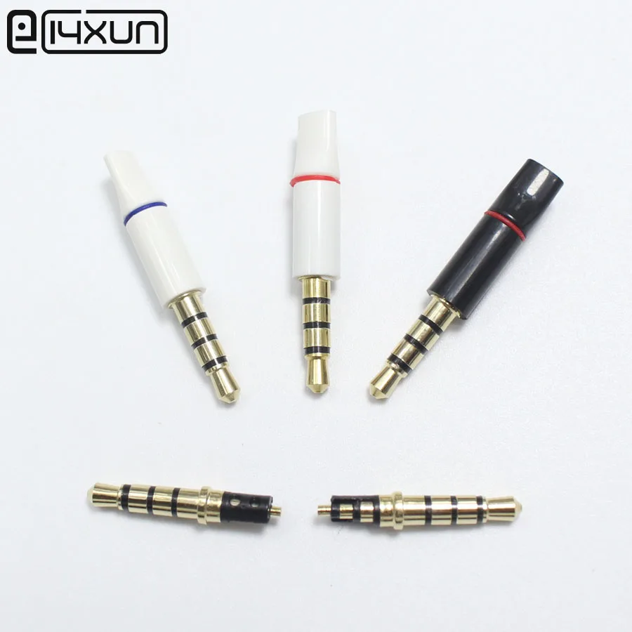 10pcs 3.5mm 3 4 Pole Gold plated Stereo Headset Jack Plug 3.5 audio