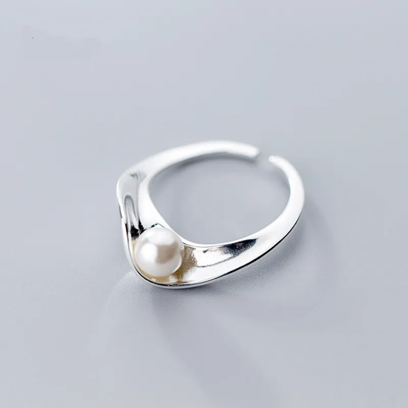 

1pc Fashion REAL.925 Sterling Silver fINE jEWELRY Geometric Waterwave with handmade shell pearl Ring GTLJ1464