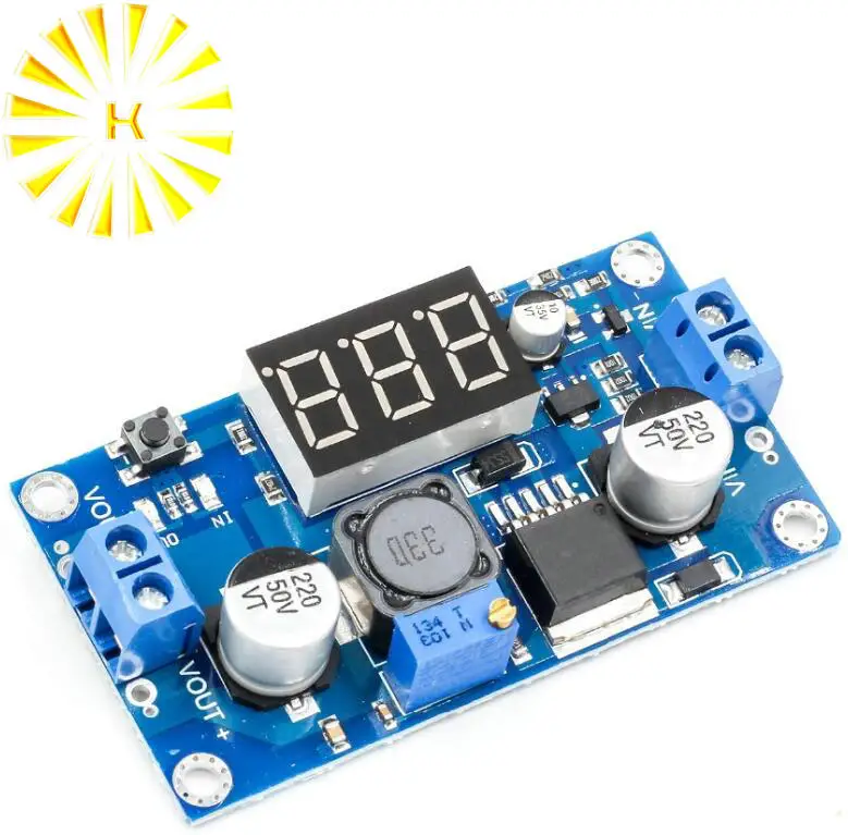 

LM2596 Adjustable Voltage Regulated Power Supply Converter DC-DC Step Down Module 12v to 5v, 24v to 12v Buck Voltmeter Connector