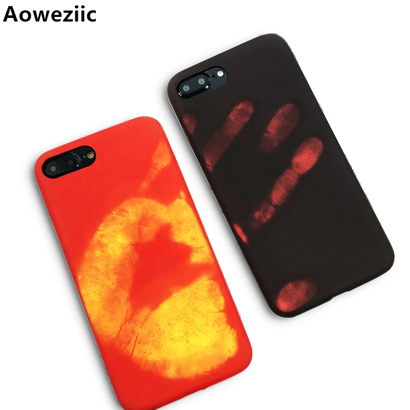 

Aoweziic Hand Thermal Sensor For iphoneXS 8 6S 7Plus Fundas Funny Physical thermal discoloration Phone Cases Soft Silicone Cover
