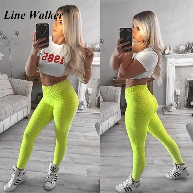 Линия Walker разделяющий ягодицы Йога Брюки для Для женщин спортивные пуш ап Фитнес