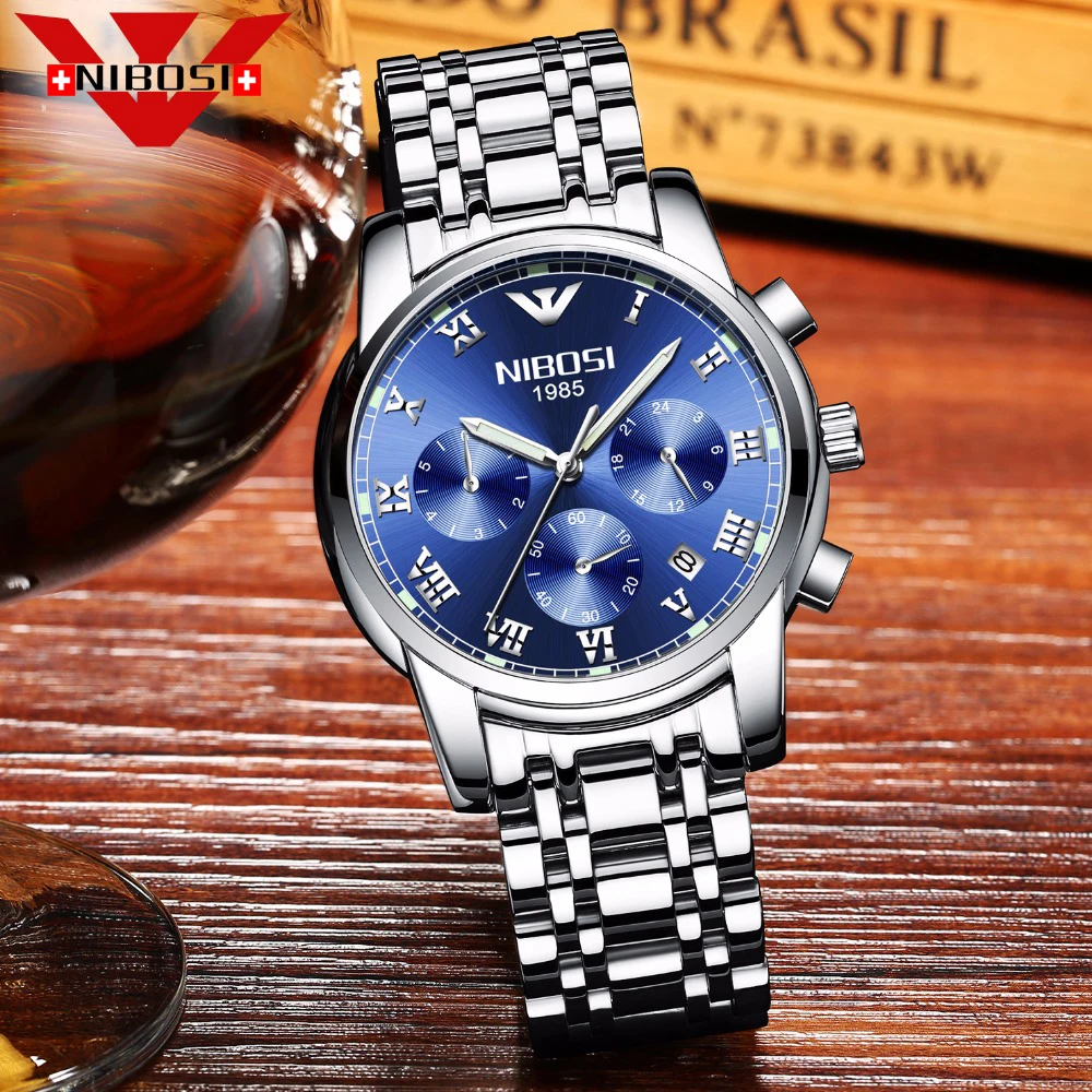 Reloje NIBOSI Top Luxury Brand Quartz Watch Men Casual Quartz Watch Stainless Steel Ultra Thin Clock Male 2019 Relogio Masculino