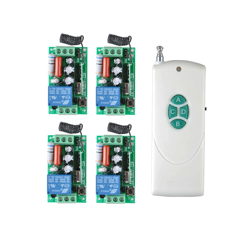 

AC 220V 1CH 10A Relay RF Remote Control Switch wireless Light Switch Learning Function Receiver Transmitter COM NO NC
