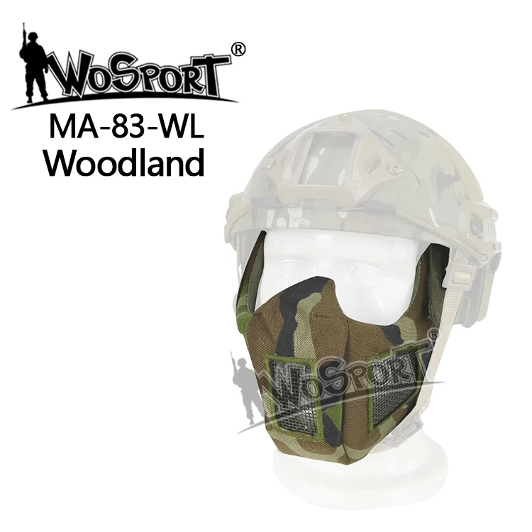 Woodland WoSporT Пейнтбол воздухопроницаемая маска Металлическая стальная сетка половина лица страйкбол охота тактическая защитная маска для военных Amry вечерние CS - Цвет: Woodland