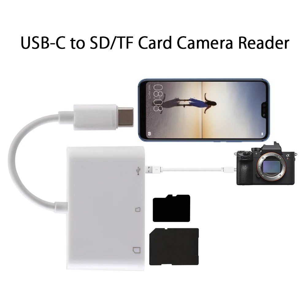 USB C к SD кард-ридер 3 в 1 USB к type-C Комплект для подключения камеры адаптер SD TF кард-ридер адаптер