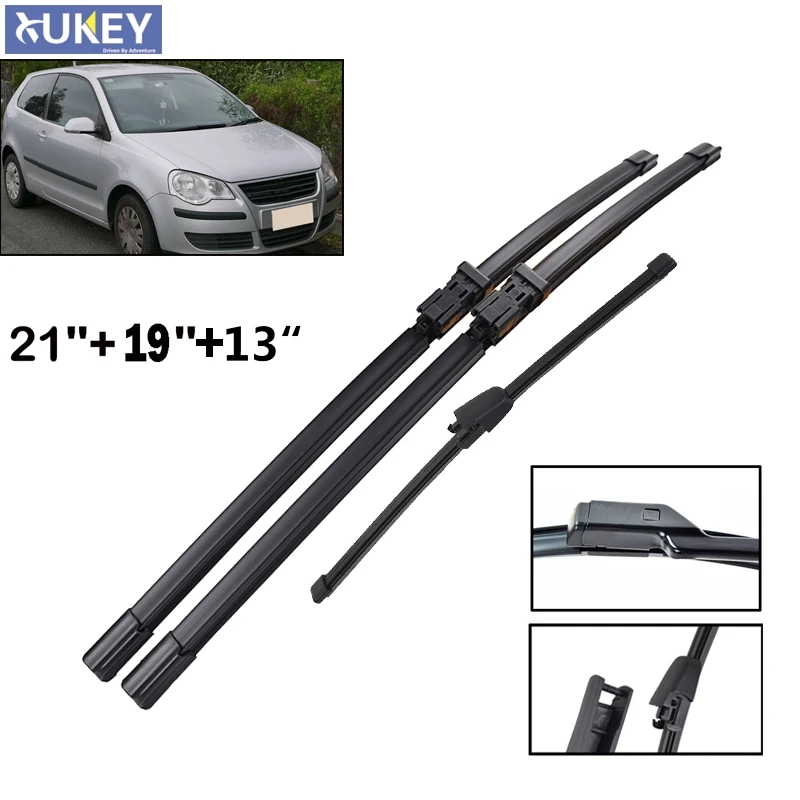 Xukey Dianteiro Traseiro Limpa Lâminas Para VW polo MK 4 Typ 9N3 9N Windshield Janela 2006 2007 2008 2009 13 19 21