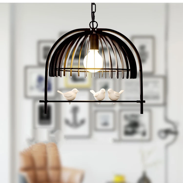 Современные птица люстра, подвесные светильники железной клетке подвесной светильник птица света для Кухня Гостиная Ресторан Nordic