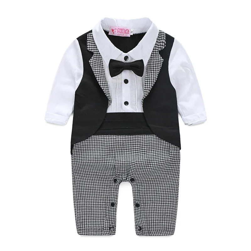 Baby Handsome Boys Party Christening Wedding Tuxedo Waistcoat Bowknot Tie Romper