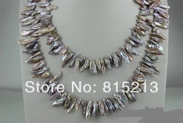 

FREE SHIPPING>>>@@ > N1225 Natural purple Beautiful keshi reborn pearl long necklace 34INCH