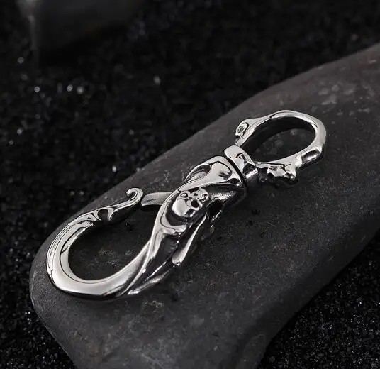 

Holiday Jewelry Strong Men's Vintage Black Silver Stainless Steel Biker Skull Key hook Pendant Necklace 22'' chain