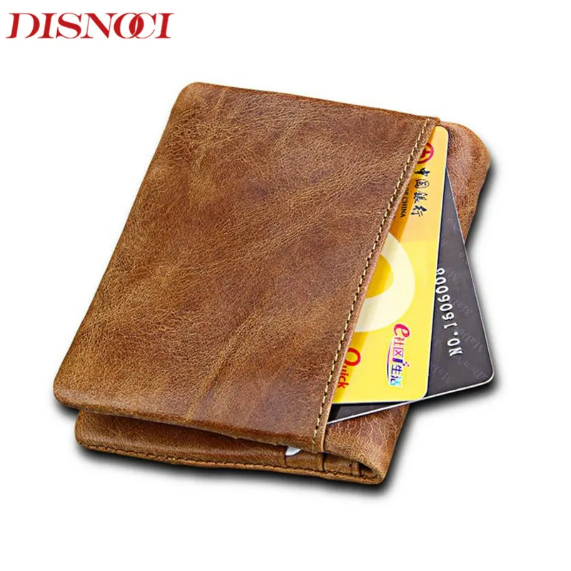 DISNOCI новые мужские кошельки из натуральной кожи маленький короткий держатель карт анти-RFID портмоне из телячьей кожи для мужчин мини мужские кошельки