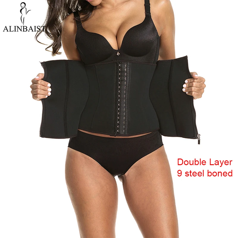 3 Hooks Latex Waist Cincher Lumbar Support 4 Spiral Steel Boned Bodyshaper
