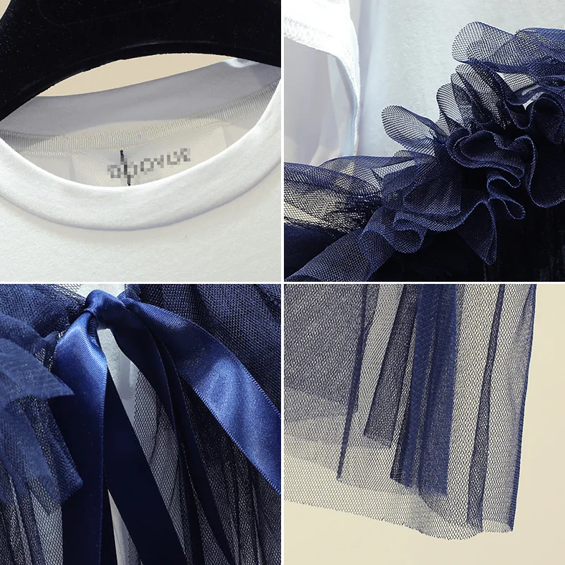 Gauze Patchwork Faux Two Piece Short Sleeve