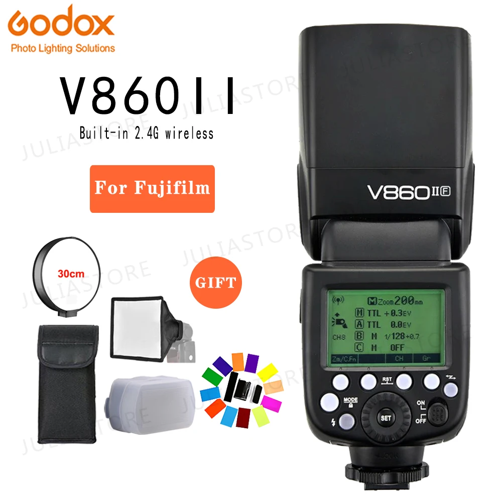 Godox V860II-F X1T-F 2,4G HSS ttl 1/8000s GN60 Вспышка Speedlite для камеры с подсветкой Fuji Fujifilm X-Pro2 X-T20 X-T10 X-T2 X-T1 X-E2 X-E1 X-A3