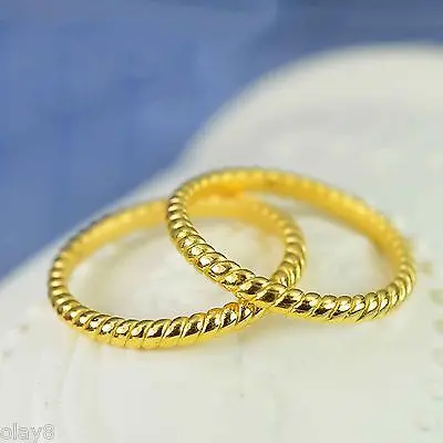 

New Fine Pure 999 24K Yellow Gold Band Women Lucky 3D Unique Ring Size US 7