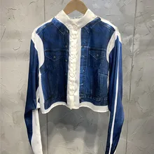 FOMOLAYIME новые модные лоскутные куртки женские высококачественные джинсовые куртки пальто