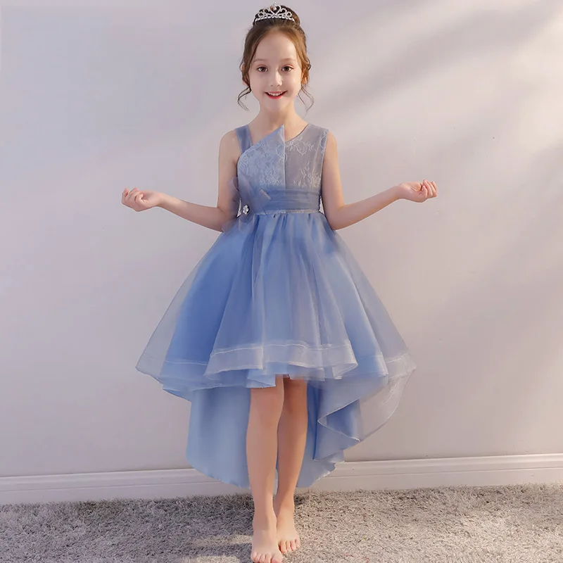 

Blue Royal Princess Prom Dress Birthday One Shouder Flower Girl Dresses for Wedding Short Front Long Back Holy Communion Dress