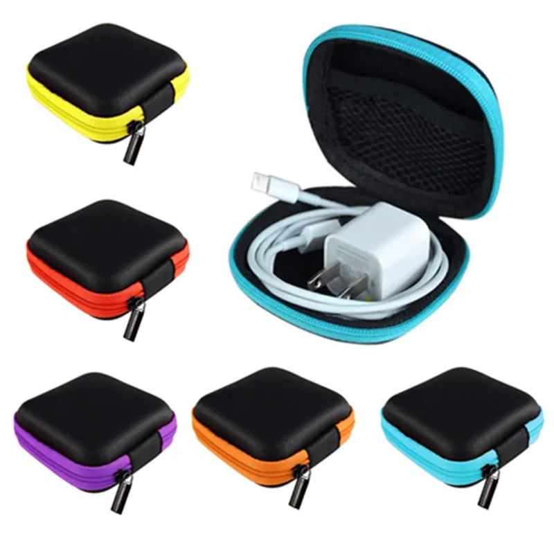 

Earphone Wire Storage Box Zipper Protective Data Line Cables Storage Container Organizer Case Earbuds SD Card Box