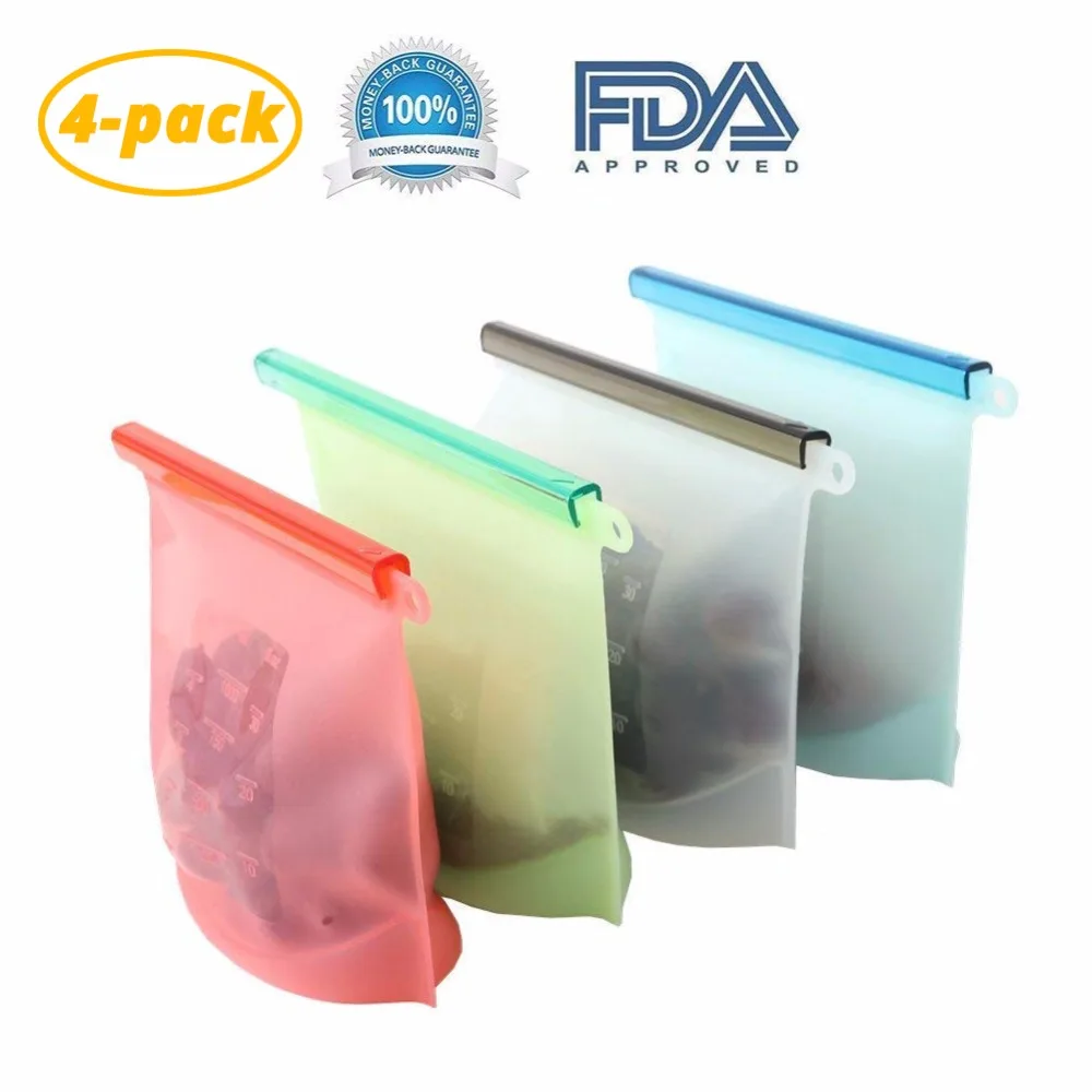 Многоразовая силиконовая сумка для сохранения пищи герметичное уплотнение контейнер для хранения Универсальная кухонная посуда(набор из 2 и 4