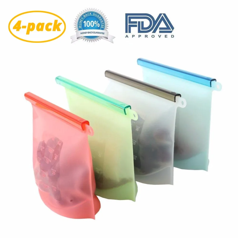 

Reusable Silicone Food Preservation Bag Airtight Seal Storage Container Versatile Kitchen Cooking Utensil (set of 2&4)