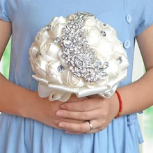 Свадебные цветы Свадебные букеты красные искусственные розы роскошный со стразами Букет Свадебные шикарные невесты Ramo De Novia