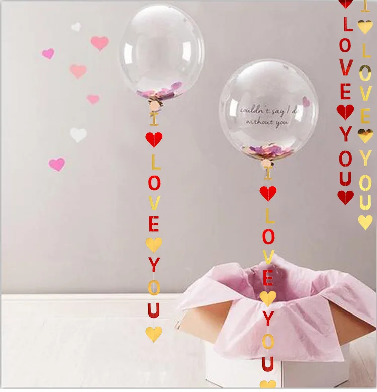 Веревка один на четыре для воздушных шаров флаг I Love You свадебное украшение