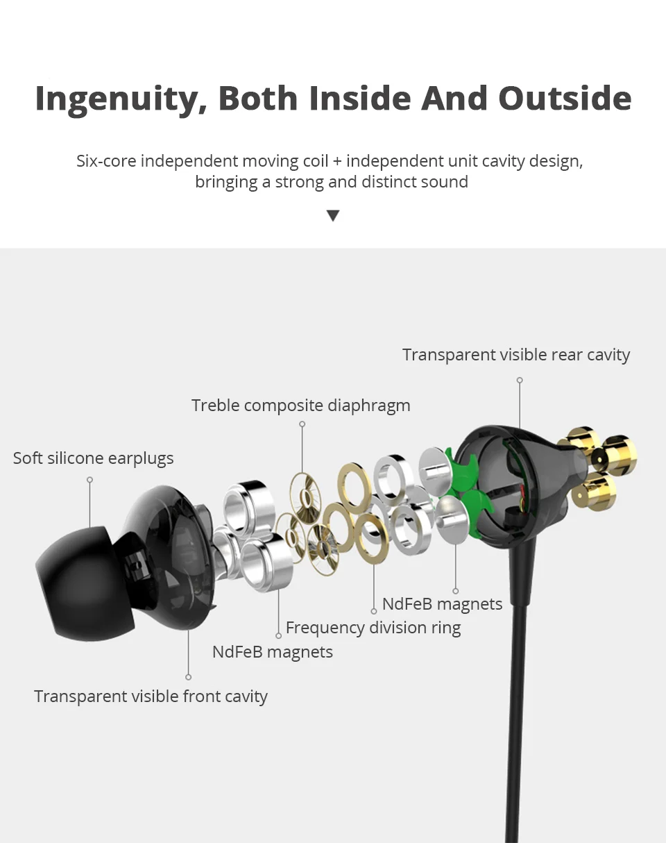 Wired earphone 6 driver Gamer headphone with microphone Sports Earphones wired earphones earbuds in ear headphones microphone (6)