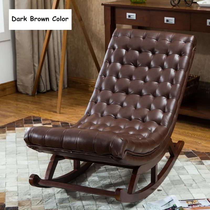 Современный дизайн кресло-качалка для гостиной, мебель для спальни, кресло-качалка с кожаной подушкой, деревянное удобное кресло для отдыха