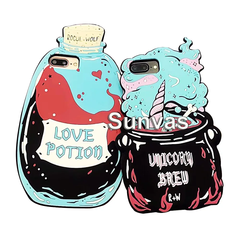 

3D Magic Love Potion Unicorn Brew Soft Silicone Case Phone Back Cover Skin For iPhone 6/6s/6 Plus/6s Plus/7/7 Plus/8/8 Plus/X