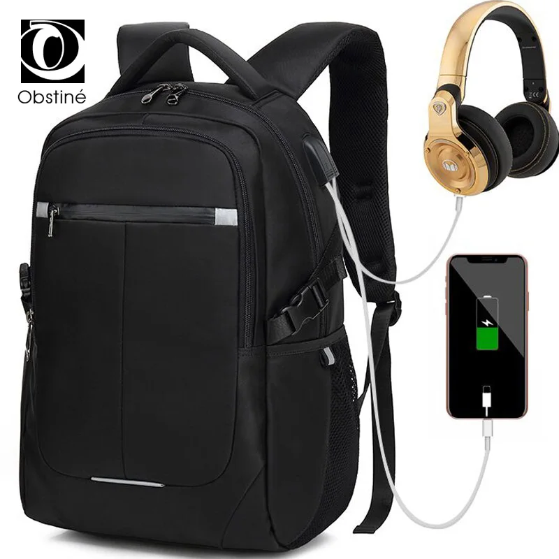 Business Backpack Male Usb Charger Anti Theft Backpacks for Men Black