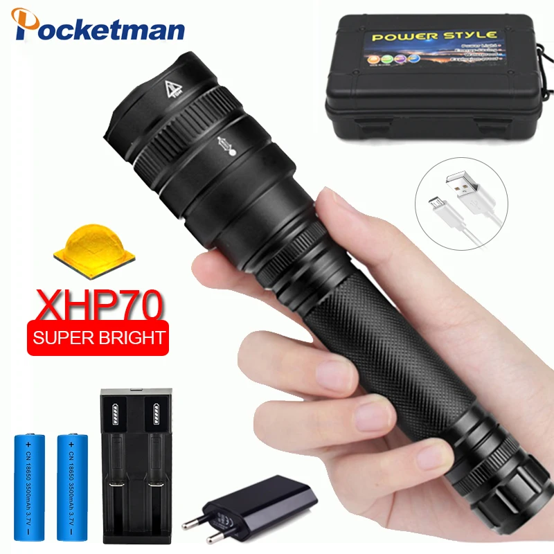 6500LumensXLamp xhp70.2 самый мощный светодиодный фонарик с зумом водонепроницаемый xhp50