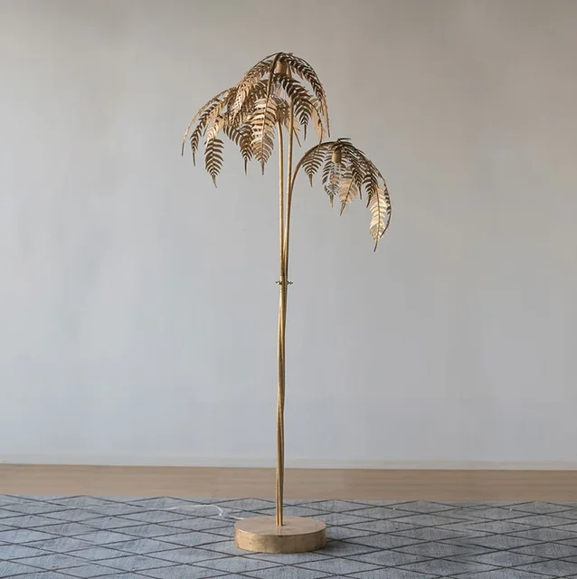 180cm Metal Palm Tree Floor Lamp With Golden Finish 3 Light Gold 180cm Metal Palm Tree Floor Lamp With Golden Finish 3 Light Gold