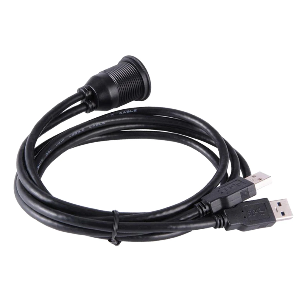 MagiDeal New High Quality USB 3.0 Male to Female AUX Extension Cable Flush Dash Panel Mount Cable for Car, Boat, Motorcycle