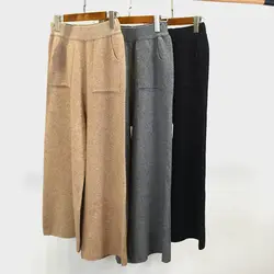 Новый корейский вариант свободные штаны, 9 штанов, темперамент, прямая трубка, с эластичной талией, трикотажные ноги, брюки