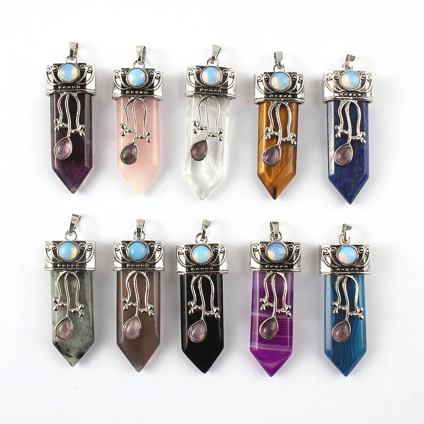 xinshangmie 1 Pcs Silver Plated Lace Sword Shaped Pendant Natural Purple Amethysts Tiger Eye Stone Labradorite Fashion Jewelry | Украшения