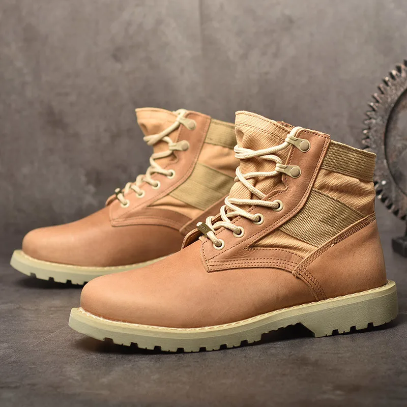 

OSCO Autumn Winter Genuine Leather Ankle Boots Men Martin Boots Lace Up Outdoor Casual Men Winter Shoes Botas Homme
