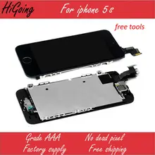 For iPhone 5s LCD Display Touch Screen Digitizer Assembly Complete (Home Button Front Camera Earspeaker For iPhone5s)White Black