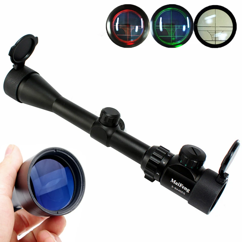 

Hunting Optics Rifle Scope Multi-X Red/Green Illuminated Reticle RifleScope With Flip Up Covers , 3-9X40mm