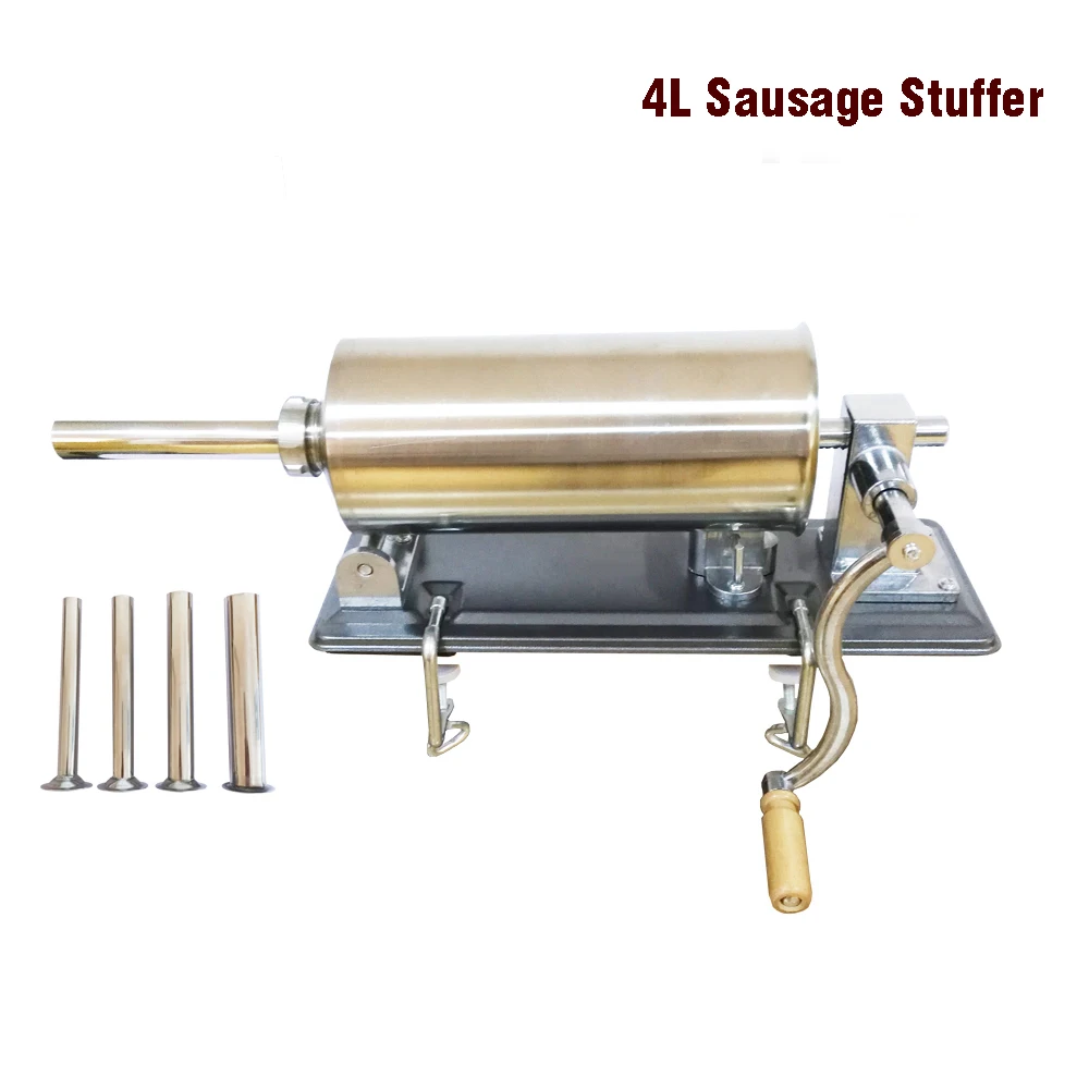 4L Horizontal Sausage Stuffer Filler Stainless Steel Homemade Table Sausage Maker Kitchen Tool