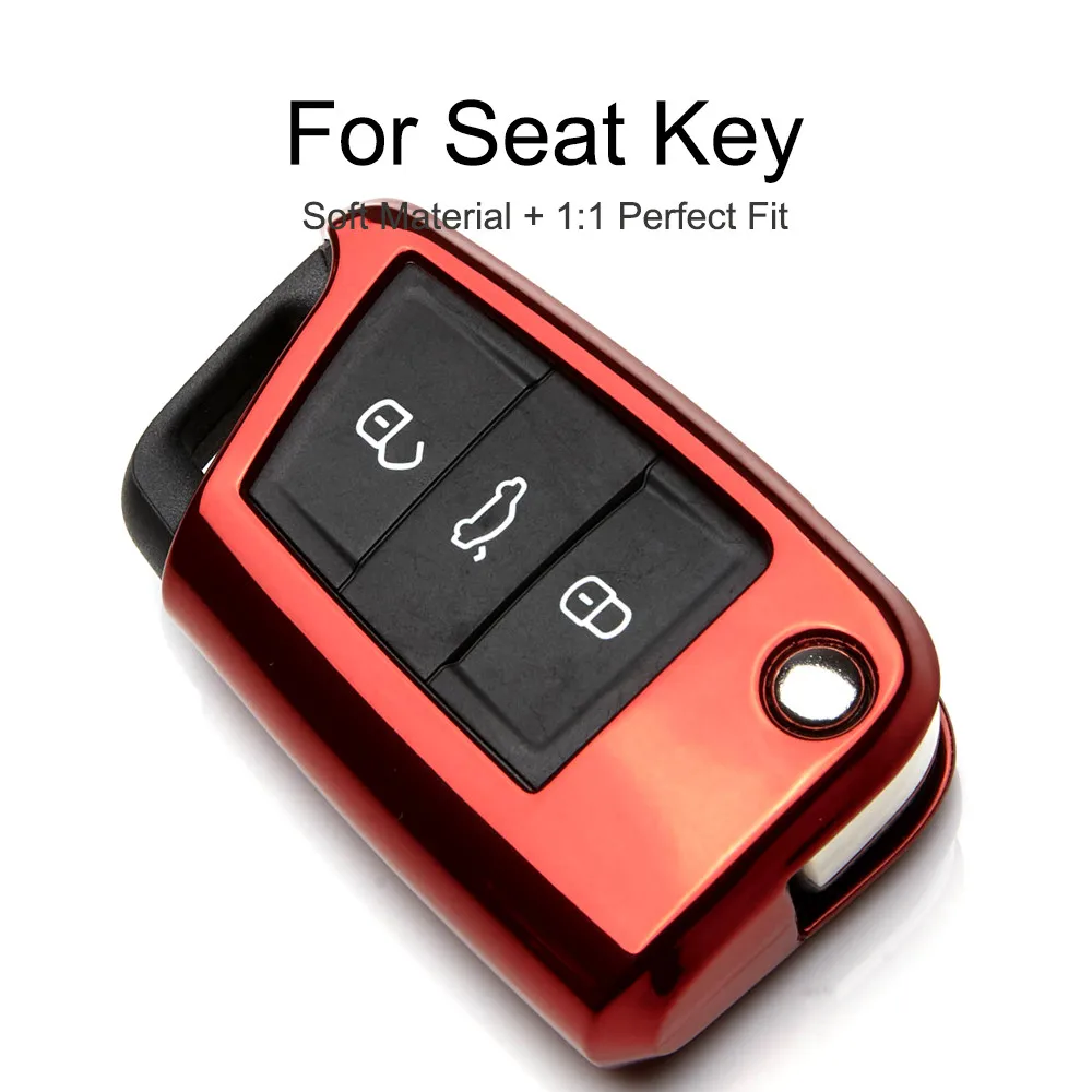 

TPU Protection Car Key Case Cover Skin Shell For Seat Leon ibiza accessories Cover alhambra cordoba Key Fob Chain Ring