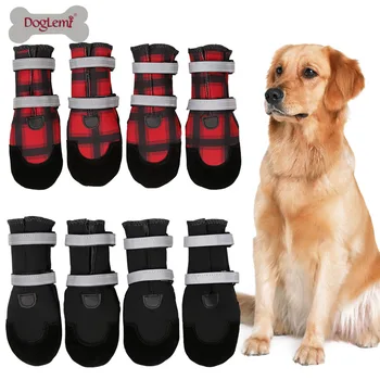 

Doglemi Winter Dog Boots Pet Shoes Soft Warm Water Resistant Dog Paw Protectors