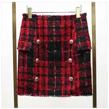 Популярная тканая шерстяная твидовая юбка горячая Распродажа короткая юбка голова льва металлическая пряжка борода темперамент дикая женская юбка