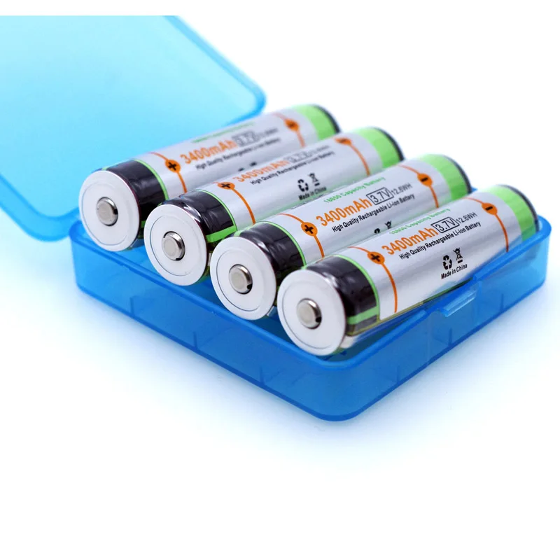 3400mah bateria recarregável 3.7v com pwb para baterias lanterna + caixa